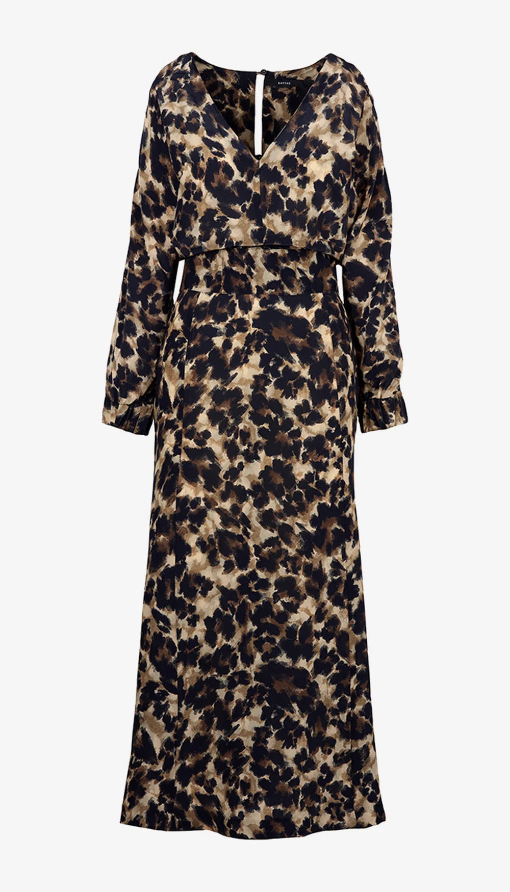 Smythe V-Neck Flounce Hem Dress Leopard