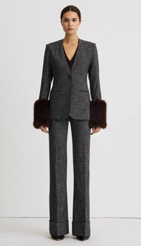 Smythe Wide Leg Cuffed Trouser Pepper Tweed