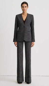 Smythe Wide Leg Cuffed Trouser Pepper Tweed