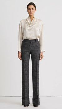 Smythe Wide Leg Cuffed Trouser Pepper Tweed