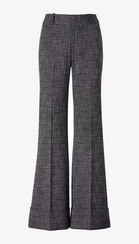 Smythe Wide Leg Cuffed Trouser Pepper Tweed