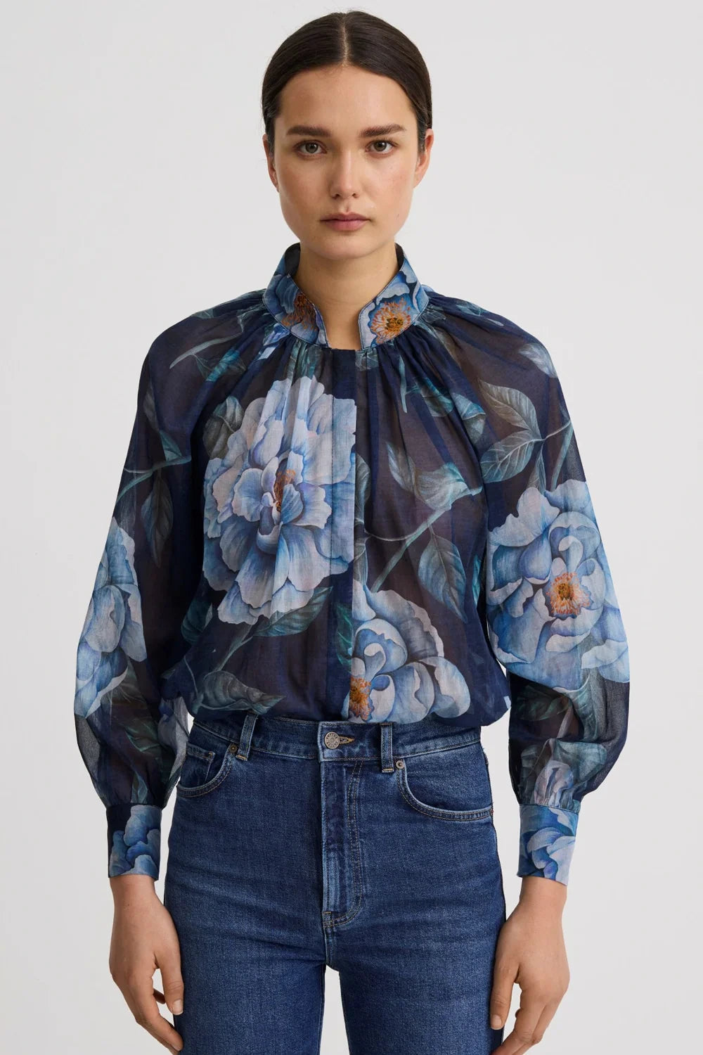 Smythe Gathered Blouse Blue