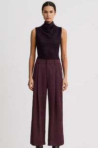 Smythe Cropped Pleated Trouser Mocha
