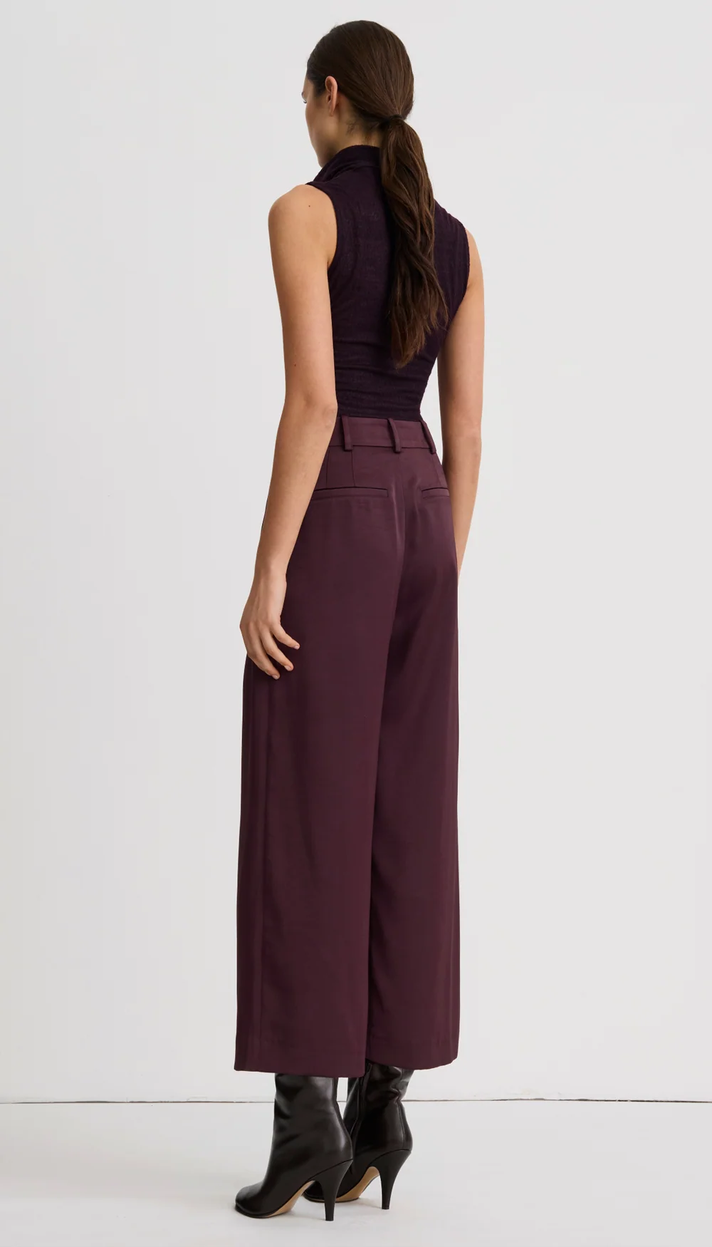 Smythe Cropped Pleated Trouser Mocha