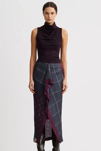 Smythe Front Ruffle Skirt Slate Patchwork