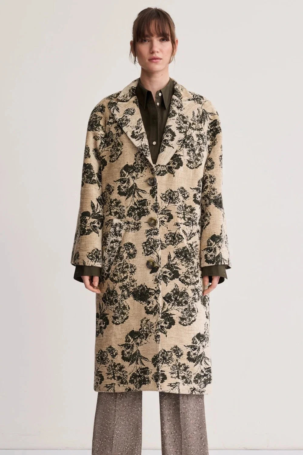 Smythe Raglan Coat Olive Leopard
