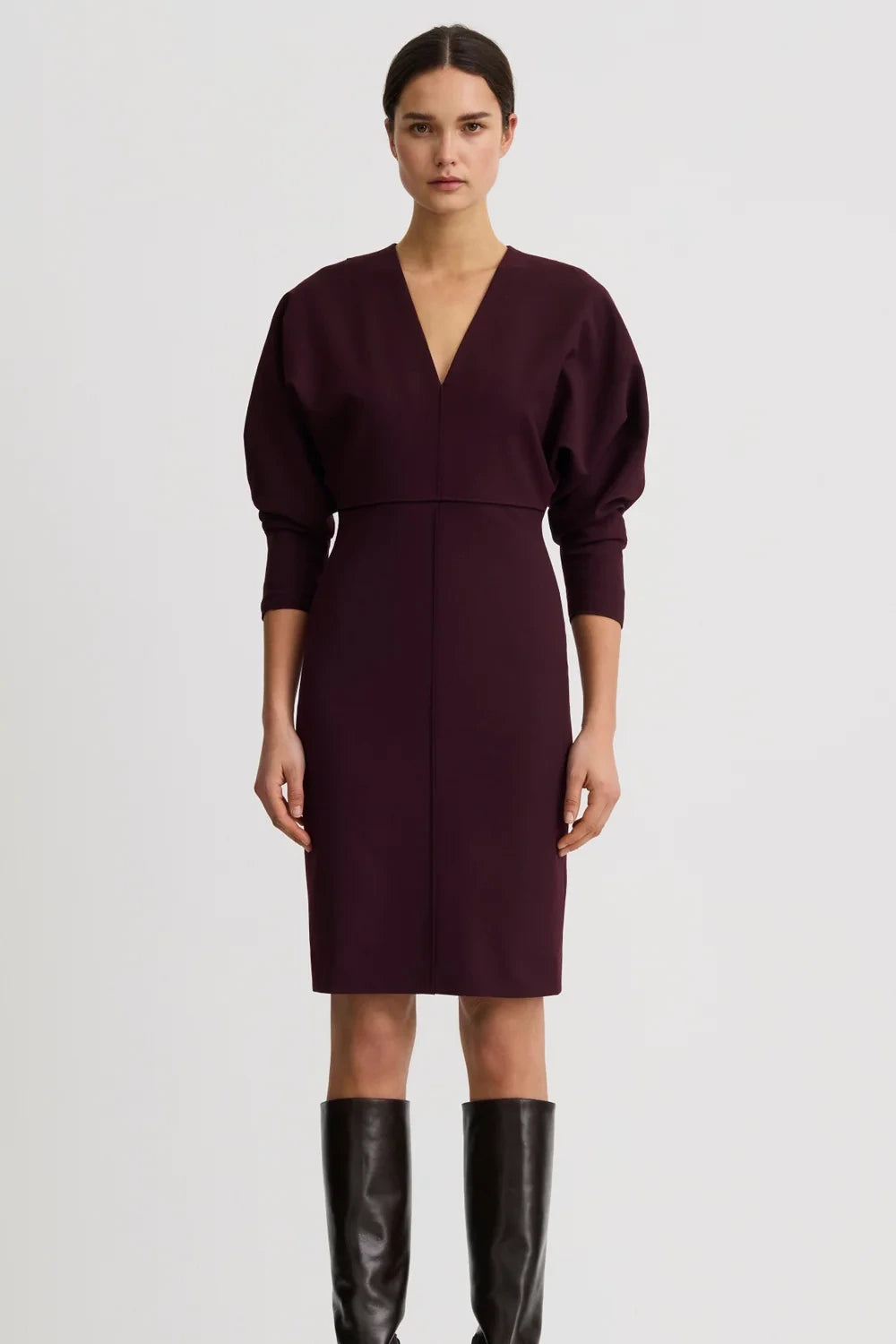 Smythe V-Neck Dolman Dress Plum