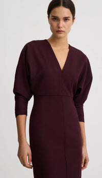 Smythe V-Neck Dolman Dress Plum