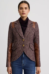 Smythe Saddle-Patch Equestrian Blazer Plum Houndstooth
