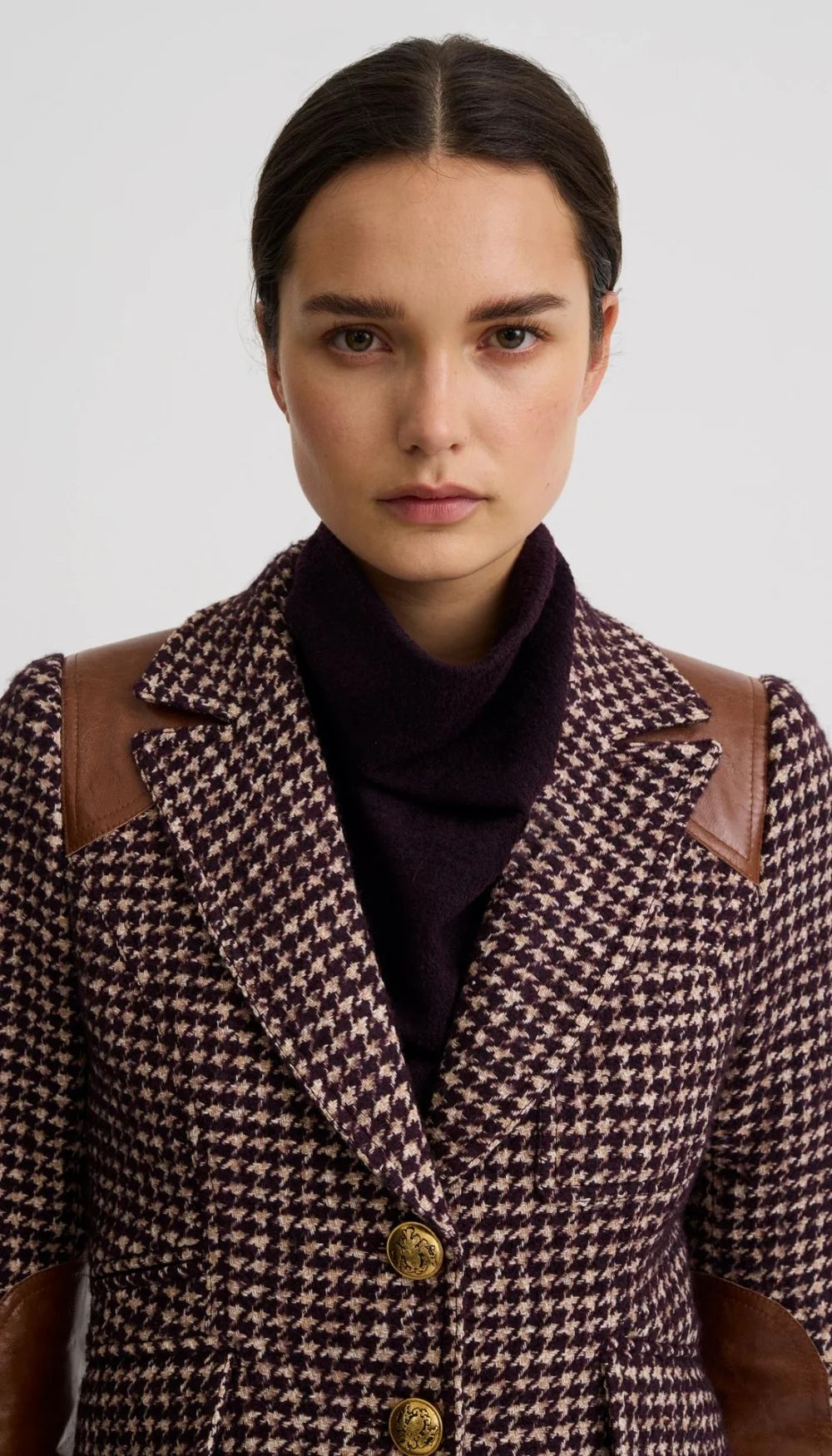 Smythe Saddle-Patch Equestrian Blazer Plum Houndstooth