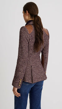 Smythe Saddle-Patch Equestrian Blazer Plum Houndstooth