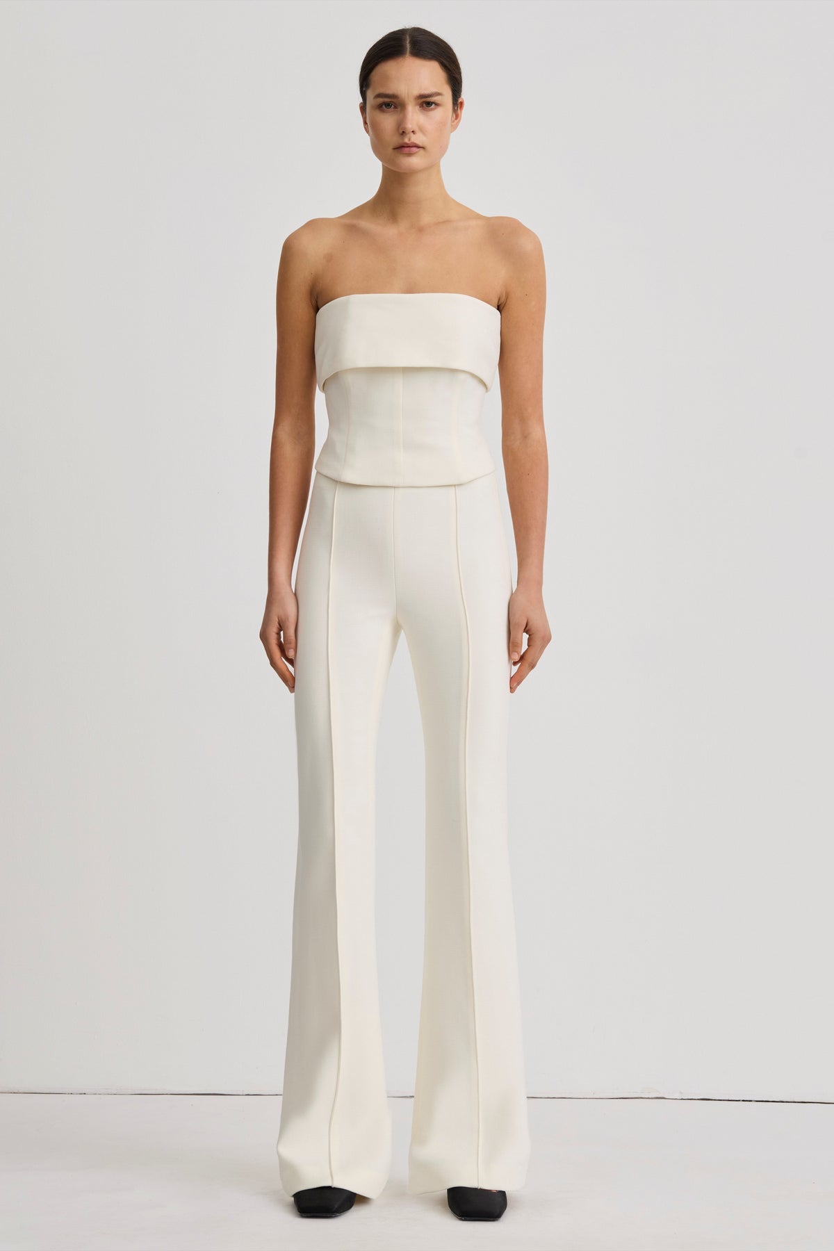 Smythe Pintuck Flare Pant Winter White