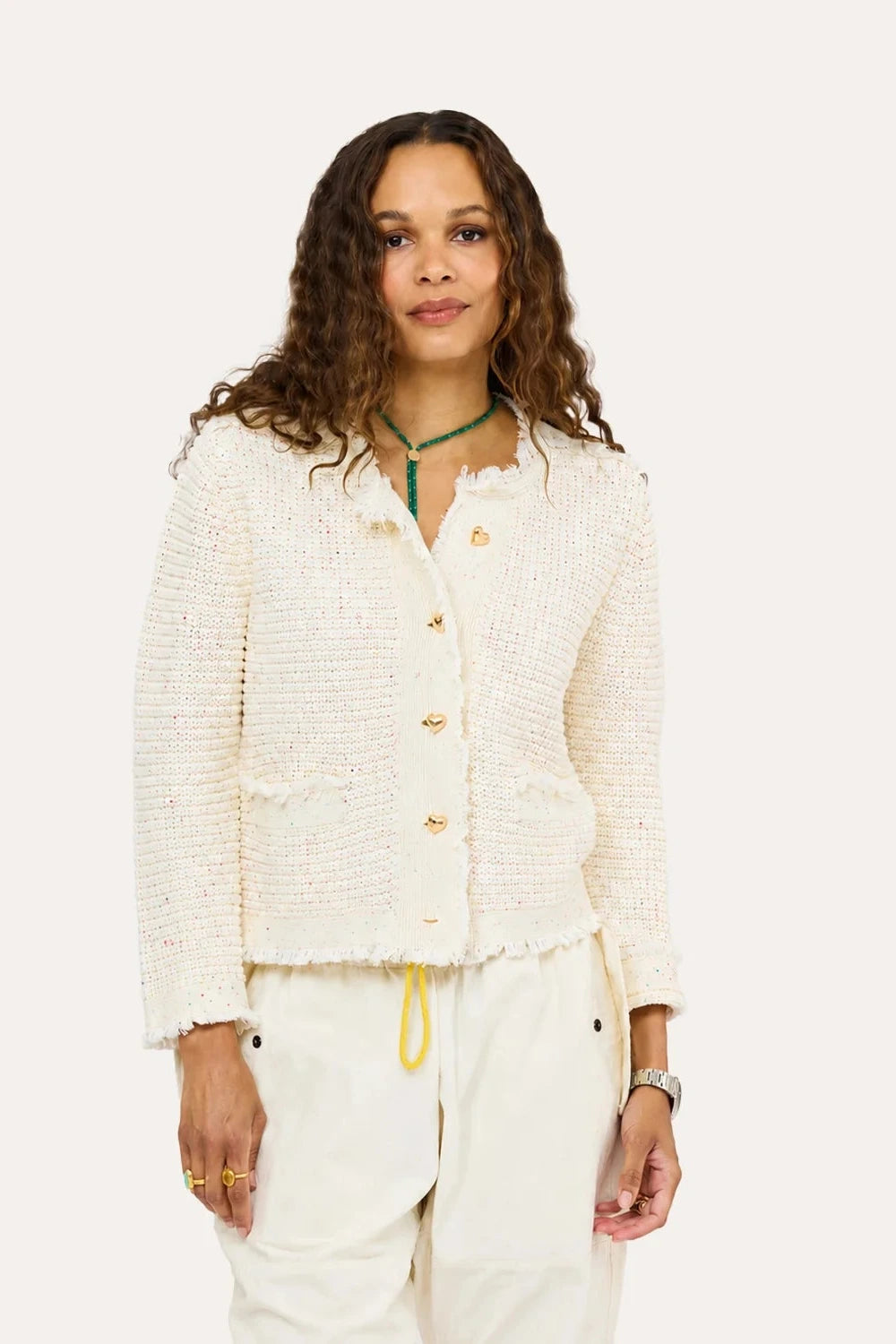 Kerri Rosenthal Fringe Beau-Lero Cardigan - Natural
