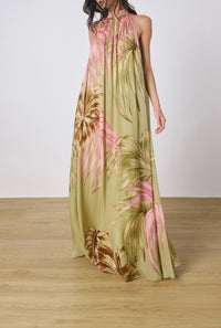 Maxi Robe Évasée Rococo Sand Verte