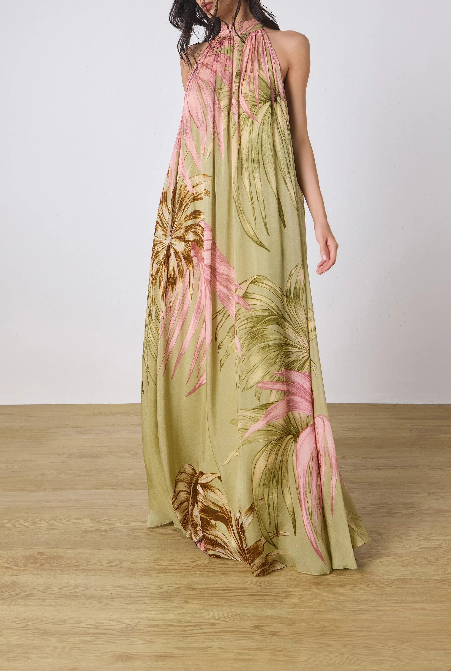 Maxi Robe Évasée Rococo Sand Verte