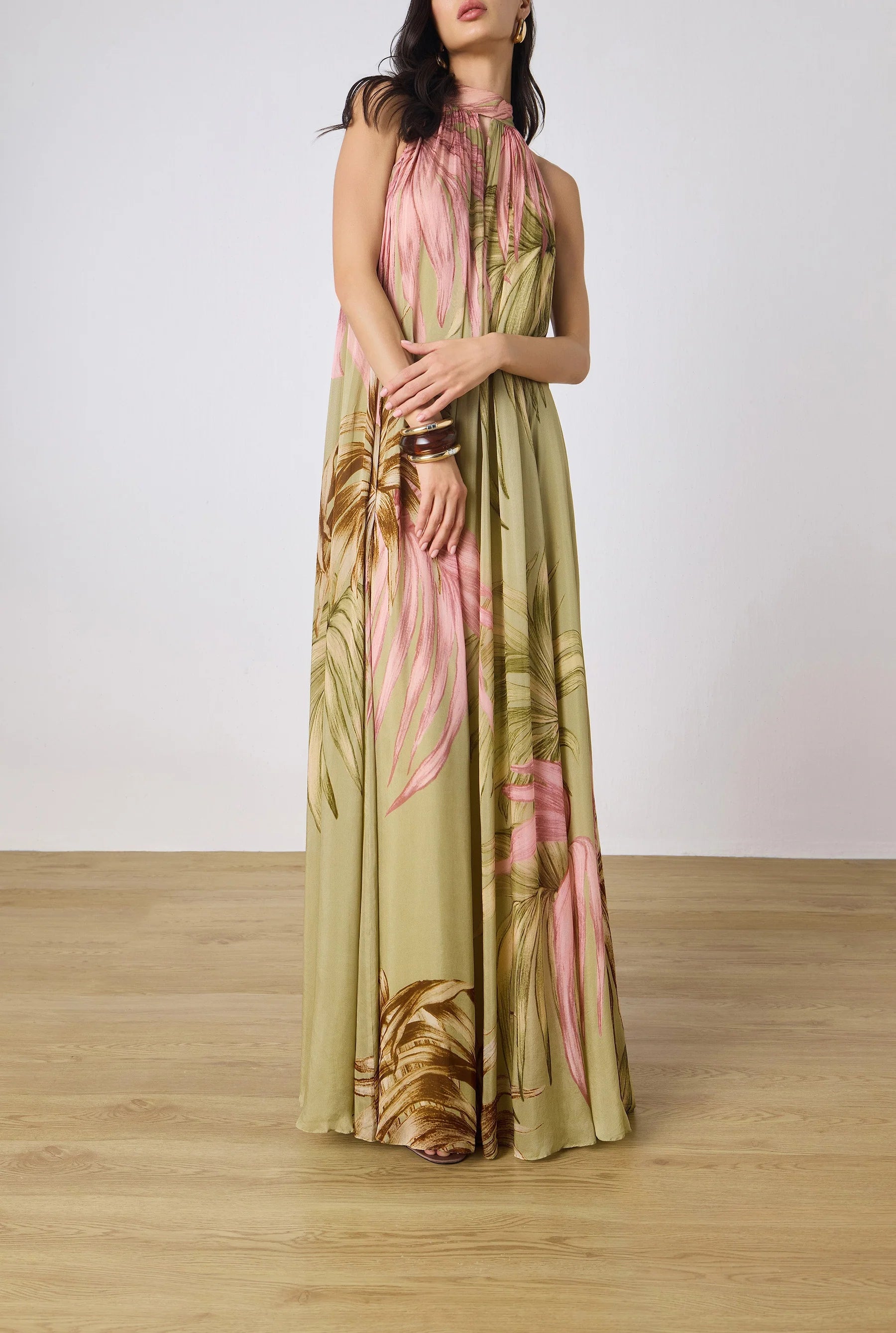Maxi Robe Évasée Rococo Sand Verte