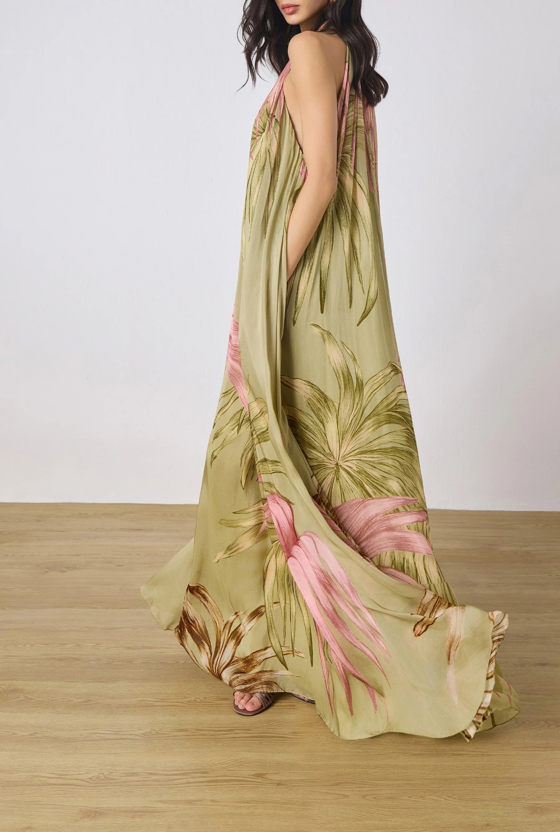 Maxi Robe Évasée Rococo Sand Verte