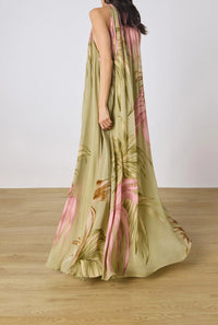 Maxi Robe Évasée Rococo Sand Verte