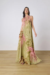 Maxi Robe Évasée Rococo Sand Verte