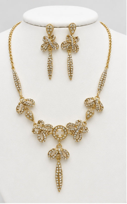 Ensemble collier et boucles d'oreilles avec nœud en cristal Elen Henderson