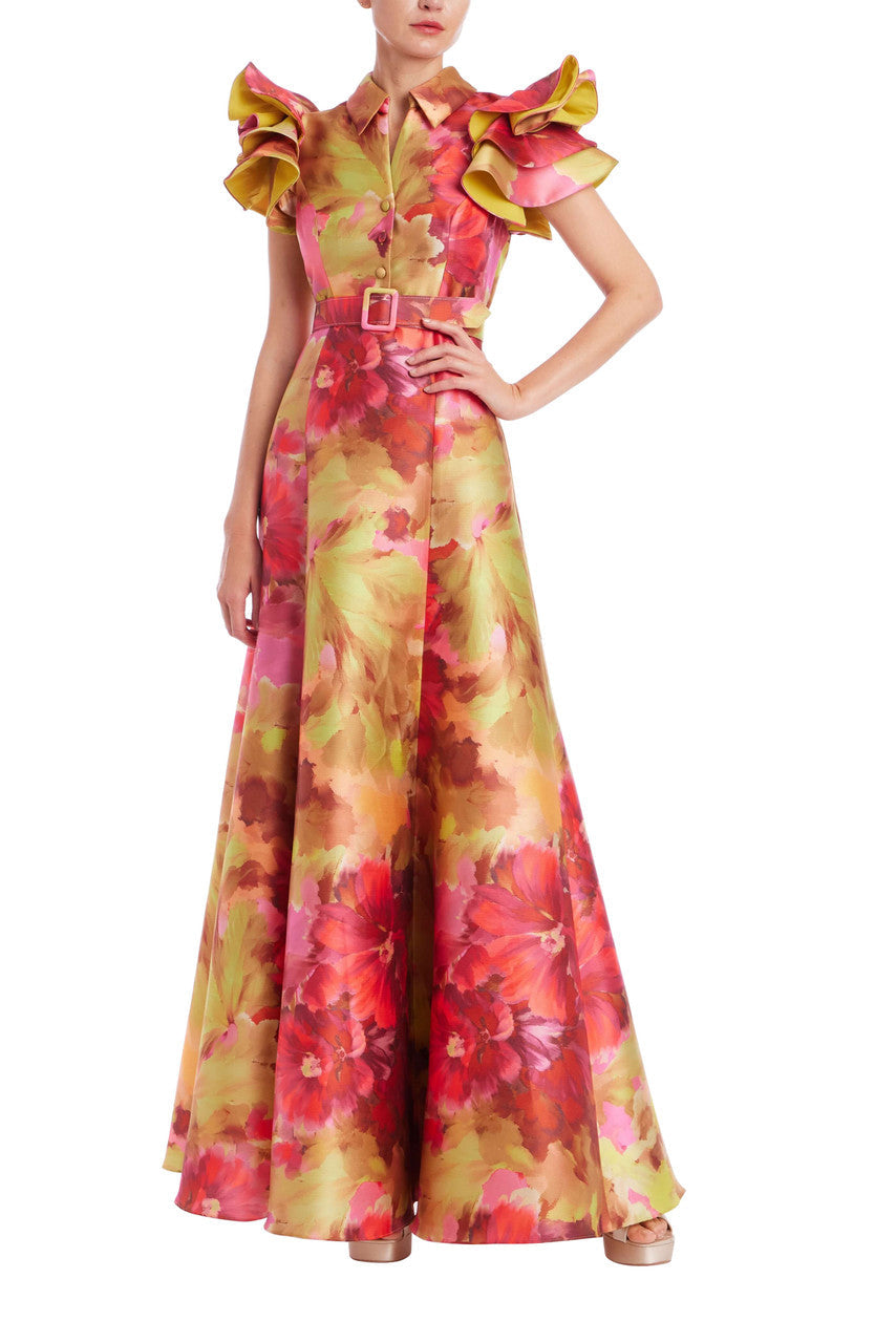 Badgley Mischka  Flutter Sleeve Pink