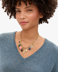 Clare V Vintage Gold Emerald Palm Tree Charm