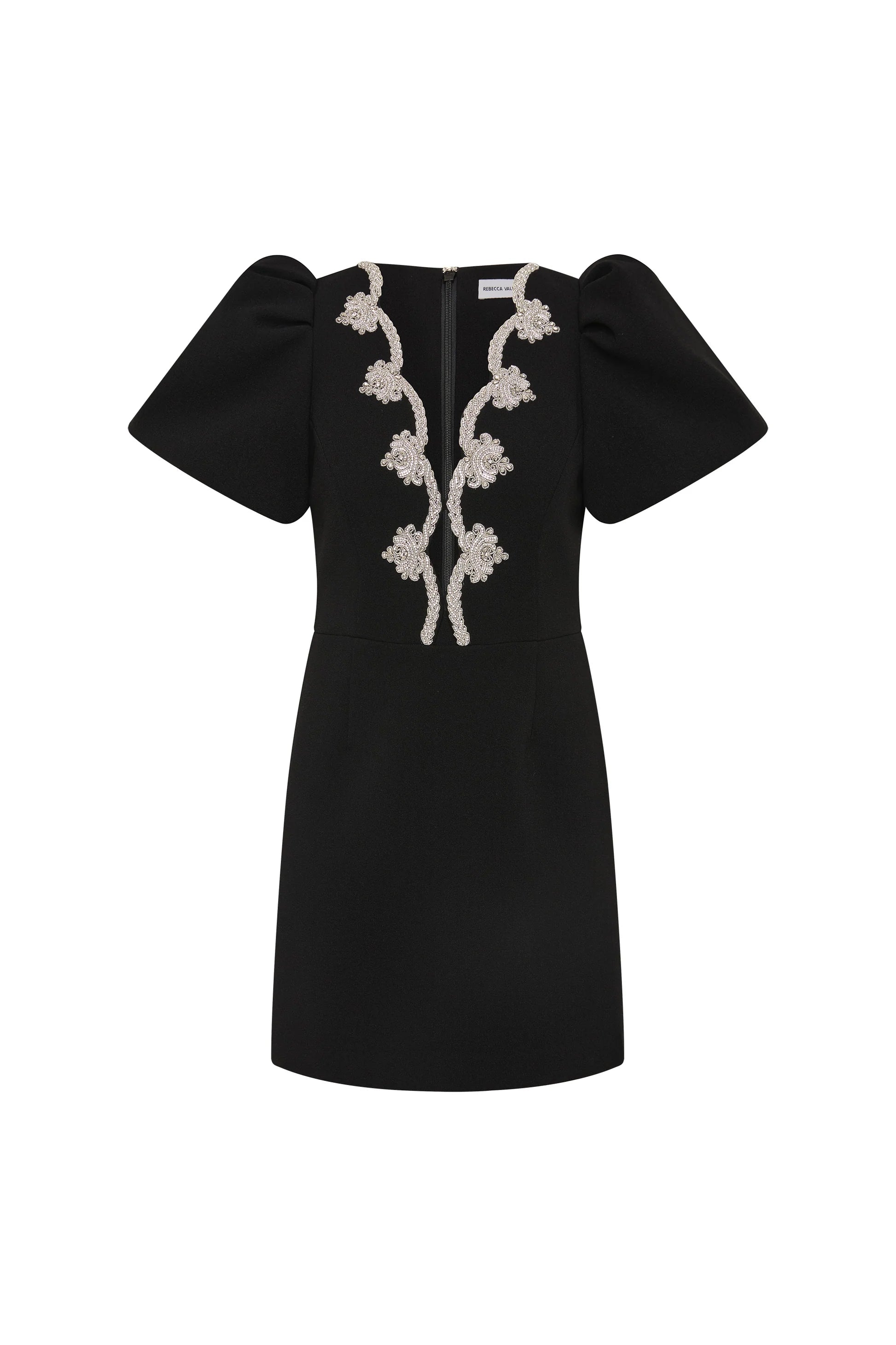 Rebecca Vallance Harlynn Puff Sleeve Mini Black Dress
