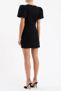 Rebecca Vallance Harlynn Puff Sleeve Mini Black Dress
