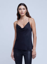 L'Agence Jasmina Cowl Neck Chain Tank