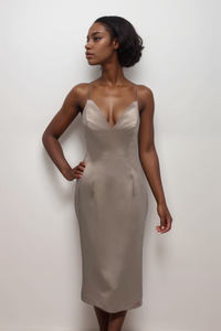 Lucian Matis V-Neck Spaghetti Strap Cocktail Dress Blush