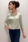 Repeat Organic Cashmere Cropped Cardigan With Round Neck