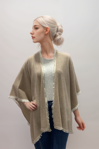 Repeat Cashmere Fringe-Trim Wrap