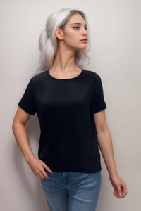 T-shirt blouse en soie tissée à motifs répétés