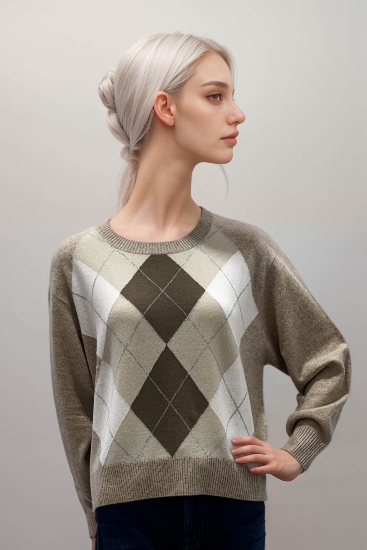 Repeat Argyle Cashmere Sweater