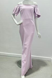 Frascara Off the Shoulder Tulip Sleeve Stretch Gown