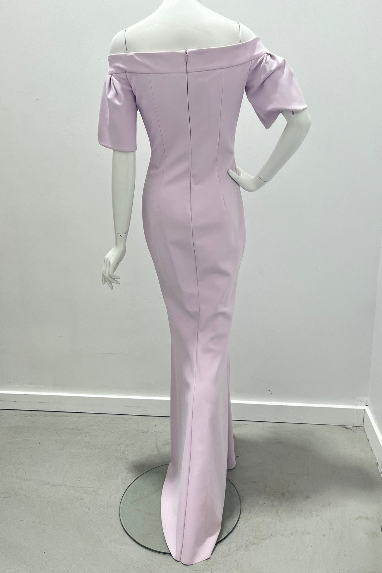 Frascara Off the Shoulder Tulip Sleeve Stretch Gown
