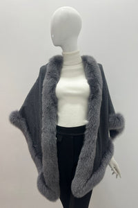 Mitchie's Cashmere Woven Wrap With Fox Trim