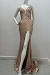 Jessica Angel Form Fitting Sequin Gown With High Side Slit