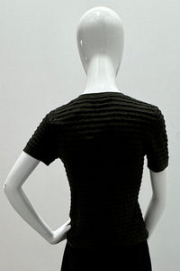 Frame The Smocked Short-Sleeve Sweater Rich Military