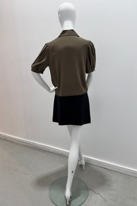 Frame The Silk Prim Blouse Deep Olive