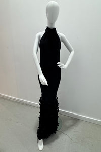 Catherine Regehr Backless Bias T-Neck Sheath With Spiral Hem - Black