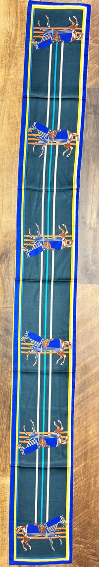 Très Chic Long Tie Reversible Silk Scarf Equine