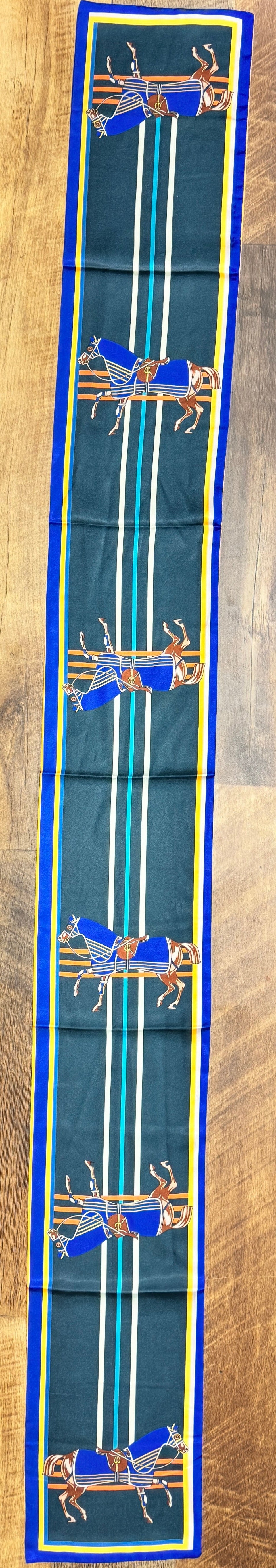 Très Chic Long Tie Reversible Silk Scarf Equine
