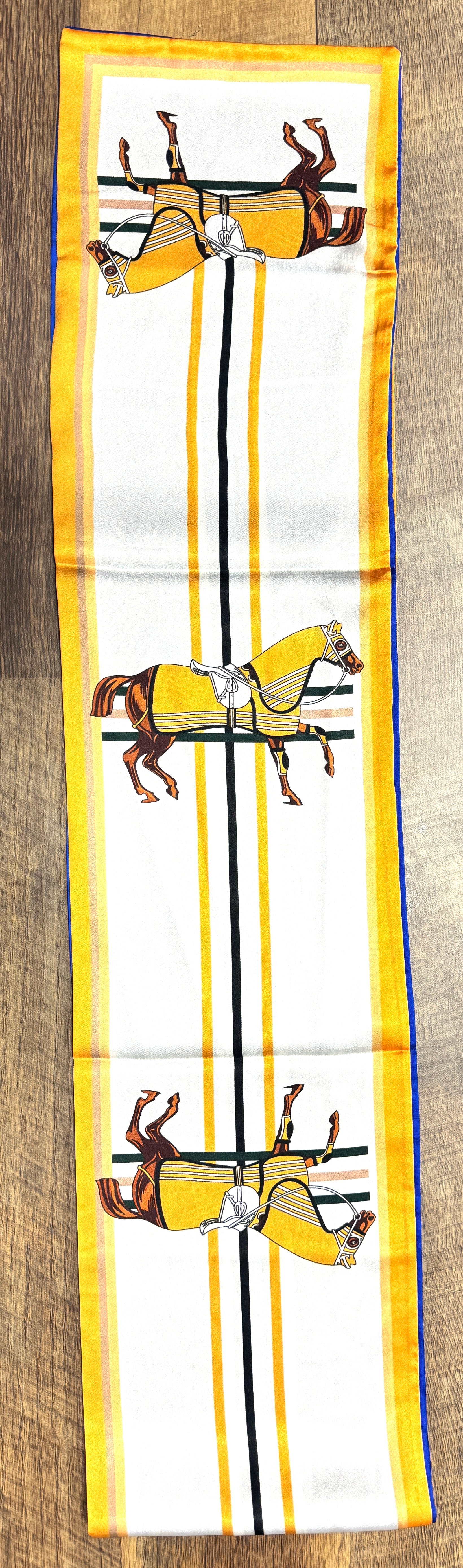 Très Chic Long Tie Reversible Silk Scarf Equine