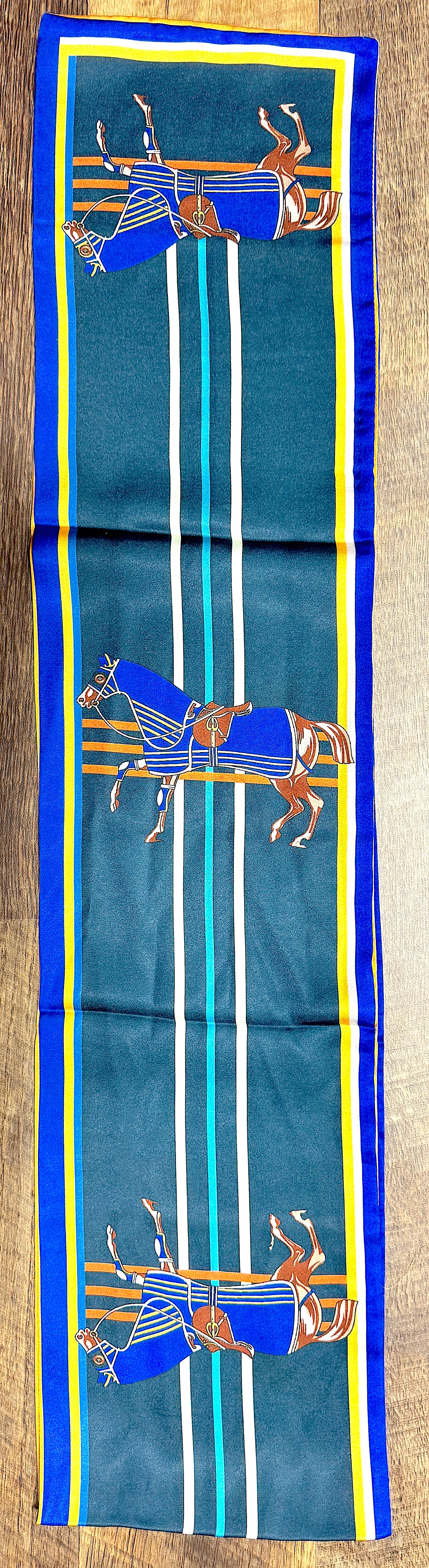 Très Chic Long Tie Reversible Silk Scarf Equine