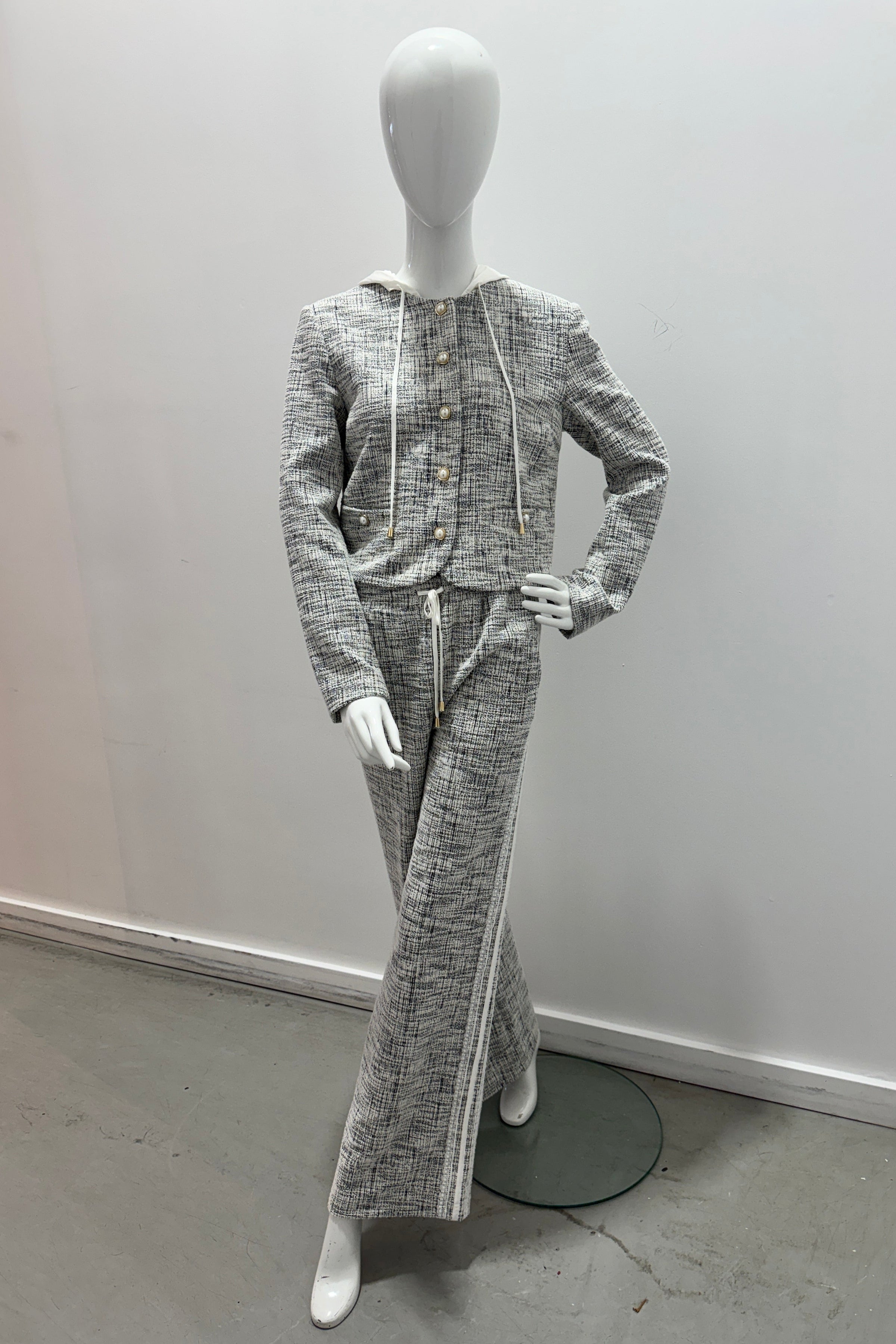 Twinset Tweed Pant Off-White/Black