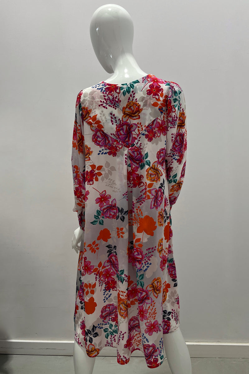 Max Volmary V-Neck Long Sleeve Silk Dress