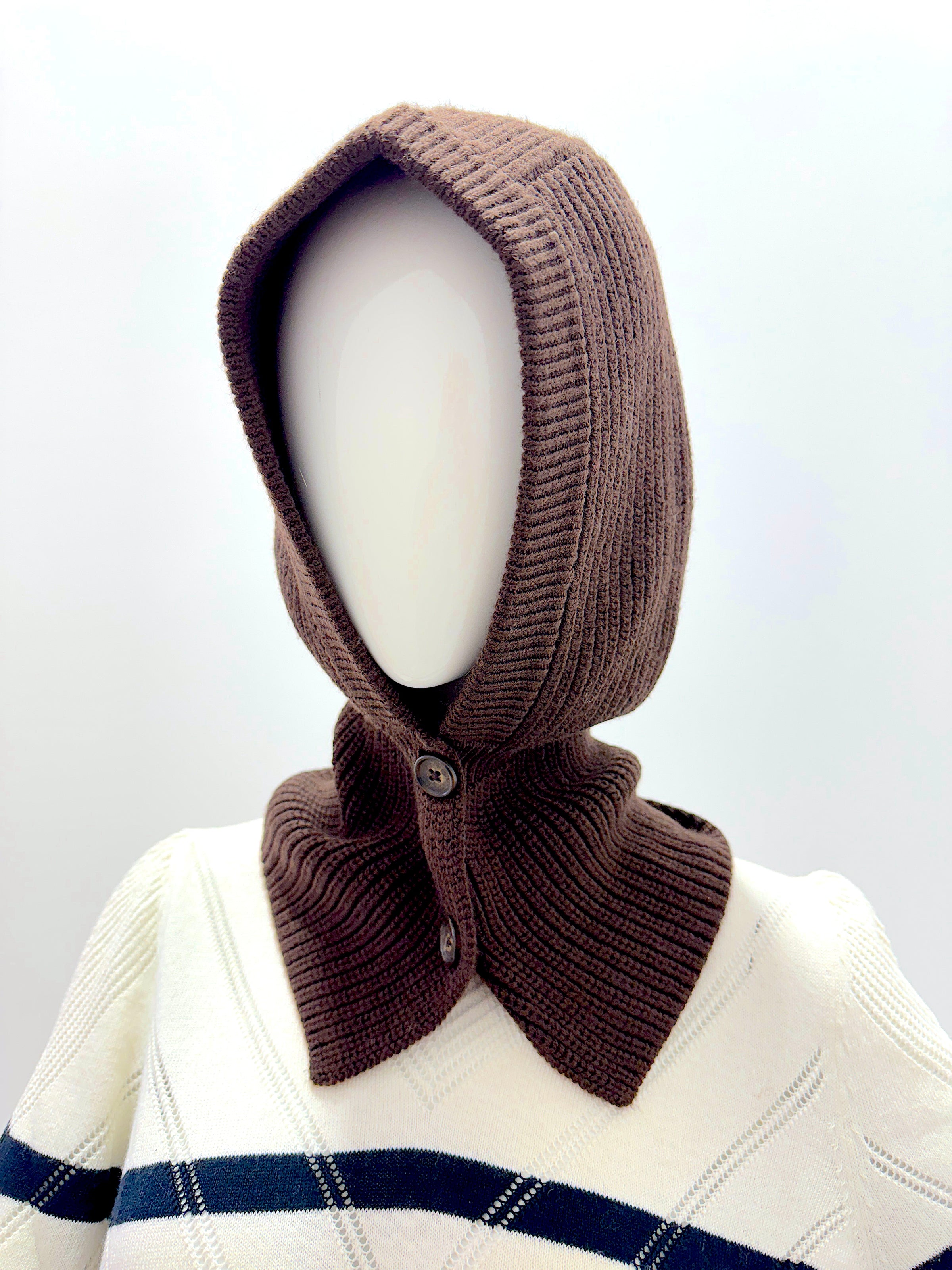 Repeat Merinowool Knitted Cap - Chocolate