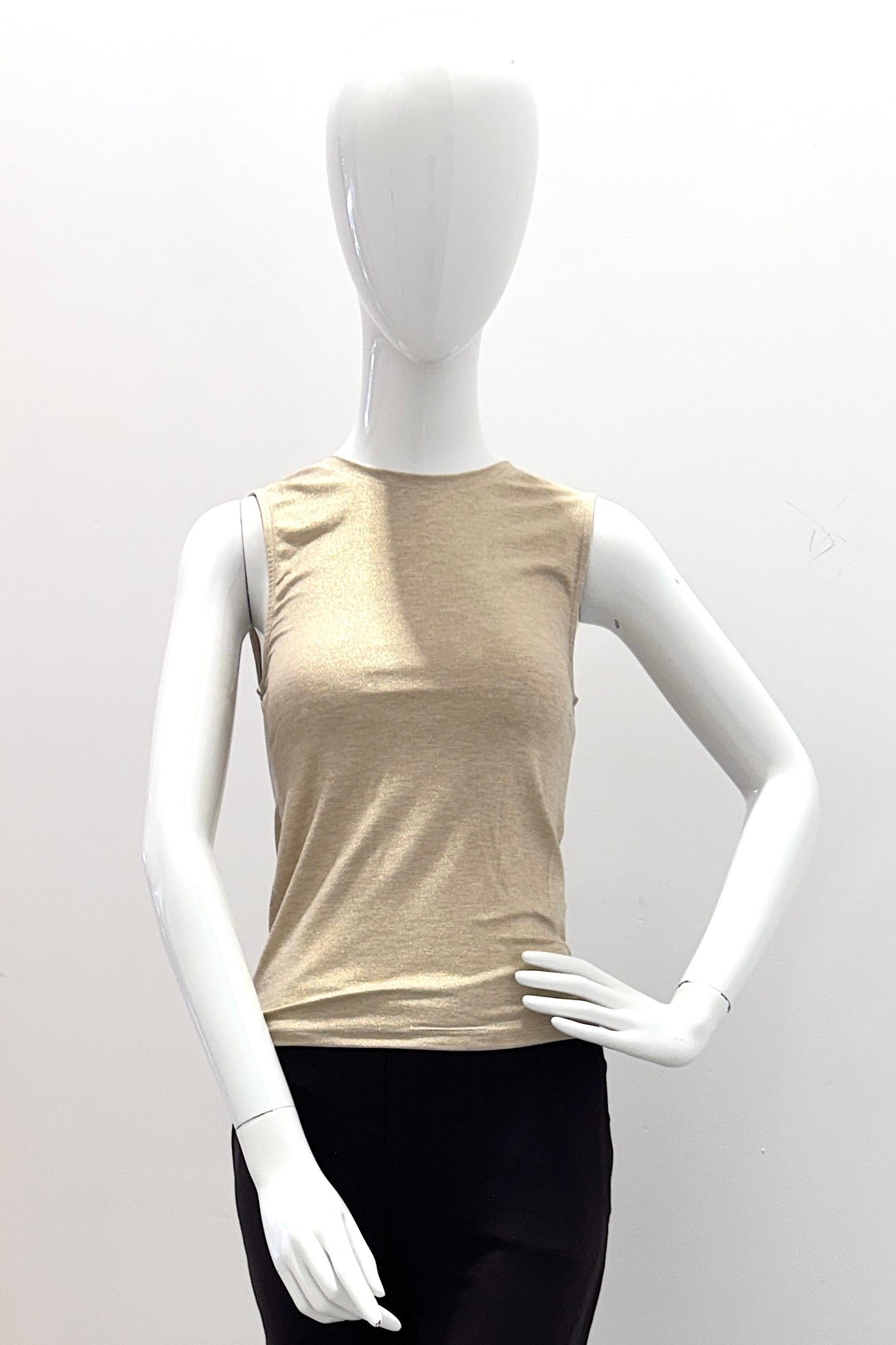 Majestic Filatures Soft Touch Metallic Crewneck Tank - Golden Ecru Chine
