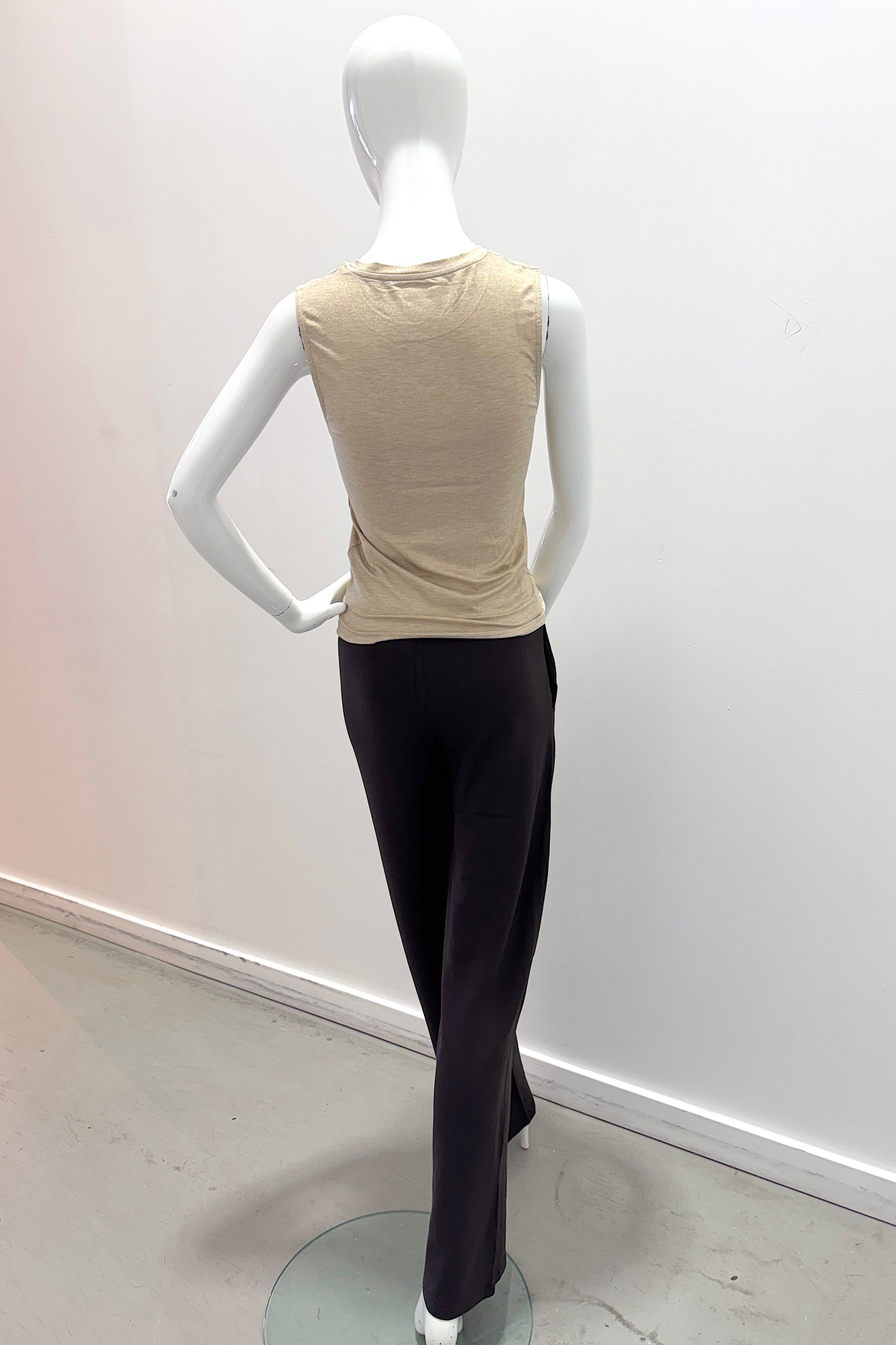 Majestic Filatures Soft Touch Metallic Crewneck Tank - Golden Ecru Chine